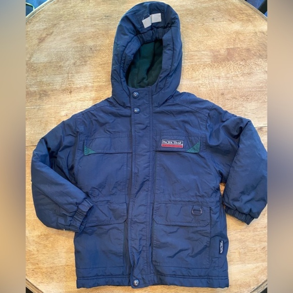 Vintage‎ Pacific Trail Zippered Padded Navy/Green Coat Youth Size L/7